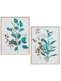 Cuadro Lienzo Plantas Marco Madera Natural