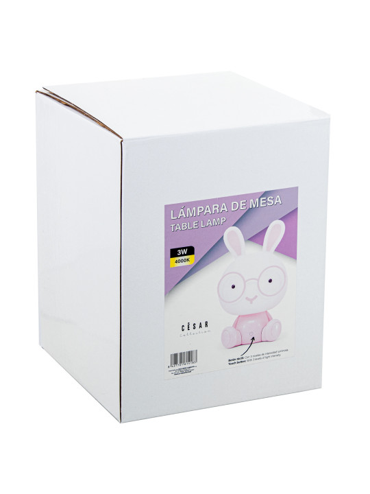 Lámpara Led Sobremesa Conejo Rosa, Alimentación Usb