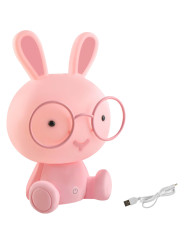 Lámpara Led Sobremesa Conejo Rosa, Alimentación Usb