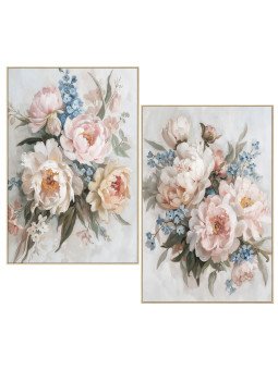 Cuadro Lienzo Marco Madera Natural 80x120cm Flores 80% Pinta