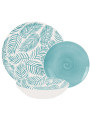 Vajilla 18 Pzs Porcelana Azulhojas, Plato Llano:ø27cm