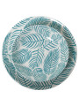 Vajilla 18 Pzs Porcelana Azulhojas, Plato Llano:ø27cm