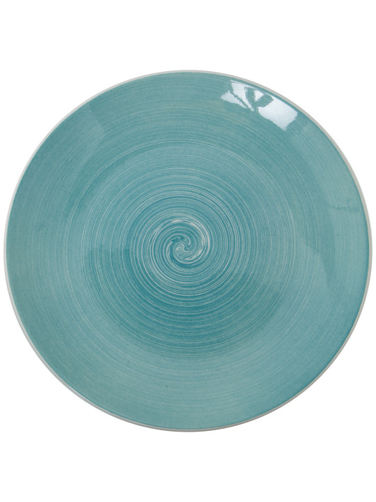 Vajilla 18 Pzs Porcelana Azulhojas, Plato Llano:ø27cm