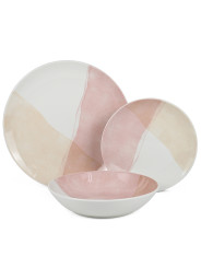 Vajilla 18 Pzs Porcelana Tonos Rosa, Plato Llano:ø27cm