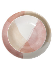 Vajilla 18 Pzs Porcelana Tonos Rosa, Plato Llano:ø27cm
