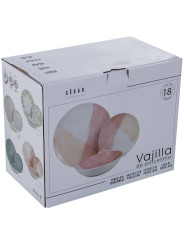 Vajilla 18 Pzs Porcelana Tonos Rosa, Plato Llano:ø27cm