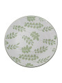 Vajilla 18 Pzs Porcelana Blanco Hojas Verdes,plato Llano:ø27