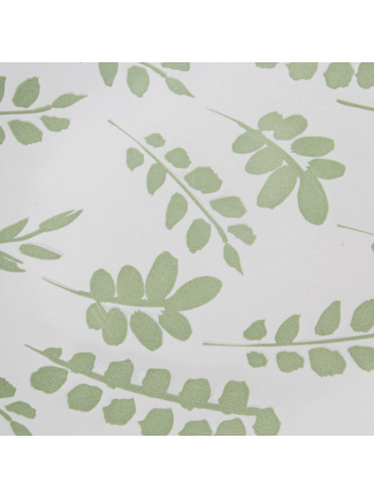Vajilla 18 Pzs Porcelana Blanco Hojas Verdes,plato Llano:ø27