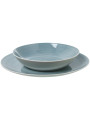 Vajilla 18 Pzs Porcelana Azulceniza, Plato Llano:ø27cm