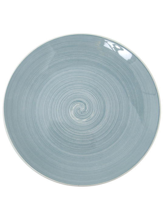 Vajilla 18 Pzs Porcelana Azulceniza, Plato Llano:ø27cm