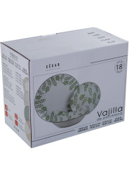 Vajilla 18 Pzs Porcelana Azulceniza, Plato Llano:ø27cm