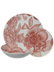 Vajilla 18 Pzs Porcelana Florrosa