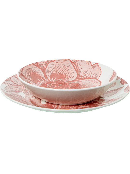 Vajilla 18 Pzs Porcelana Florrosa