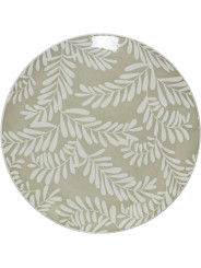Vajilla 18 Pzs Porcelana Beige Hojas Blancas