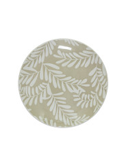 Vajilla 18 Pzs Porcelana Beige Hojas Blancas