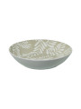 Vajilla 18 Pzs Porcelana Beige Hojas Blancas
