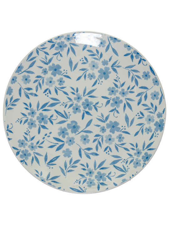 Vajilla 18 Pzs Porcelana Blanco Flores Azules
