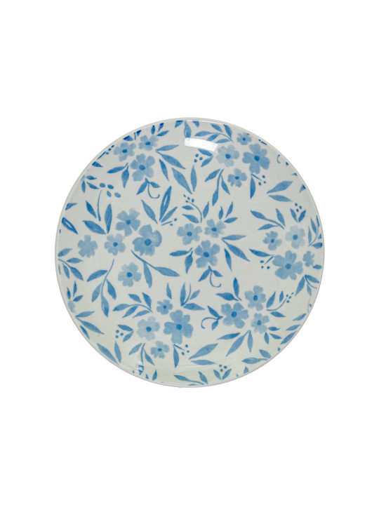 Vajilla 18 Pzs Porcelana Blanco Flores Azules