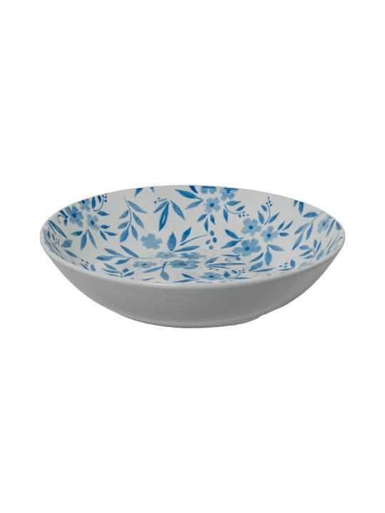 Vajilla 18 Pzs Porcelana Blanco Flores Azules