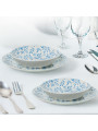 Vajilla 18 Pzs Porcelana Blanco Flores Azules