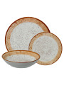 Vajilla 18 Pzs Porcelana Deco. Moteado Borde Marrón