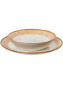 Vajilla 18 Pzs Porcelana Deco. Moteado Borde Marrón