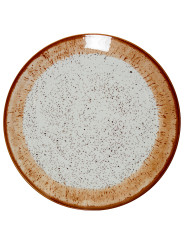 Vajilla 18 Pzs Porcelana Deco. Moteado Borde Marrón