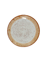Vajilla 18 Pzs Porcelana Deco. Moteado Borde Marrón