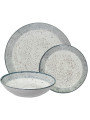 Vajilla 18 Pzs Porcelana Deco. Moteado Borde Gris