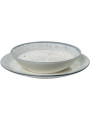 Vajilla 18 Pzs Porcelana Deco. Moteado Borde Gris
