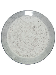 Vajilla 18 Pzs Porcelana Deco. Moteado Borde Gris