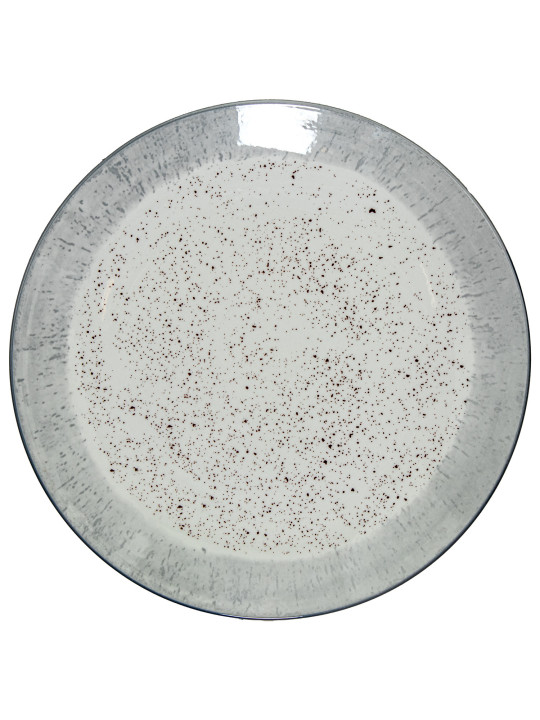 Vajilla 18 Pzs Porcelana Deco. Moteado Borde Gris