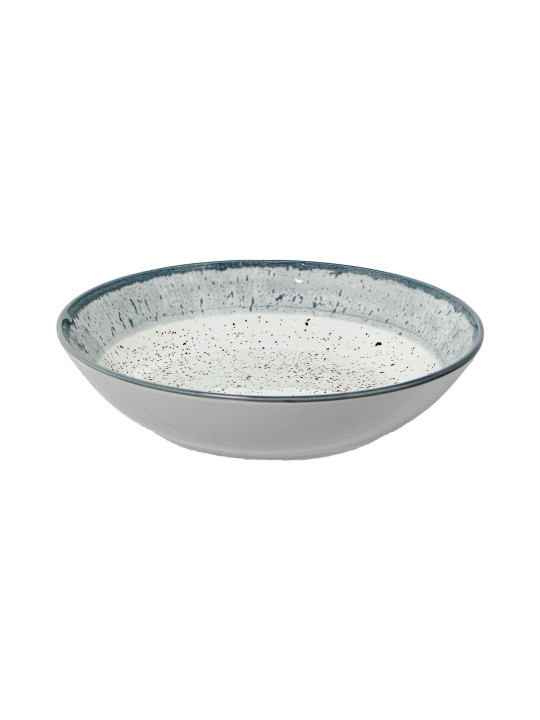 Vajilla 18 Pzs Porcelana Deco. Moteado Borde Gris