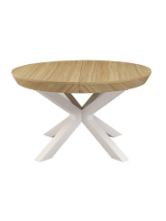 MESA COMEDOR REDONDA EXTENSIBLE BRADLEY 130 - 180 x 130 CM ROBLE/ NEGRO ROBLE/ BLANCO