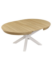 MESA COMEDOR REDONDA EXTENSIBLE BRADLEY 130 - 180 x 130 CM ROBLE/ NEGRO ROBLE/ BLANCO