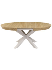 MESA COMEDOR REDONDA EXTENSIBLE BRADLEY 130 - 180 x 130 CM ROBLE/ NEGRO ROBLE/ BLANCO