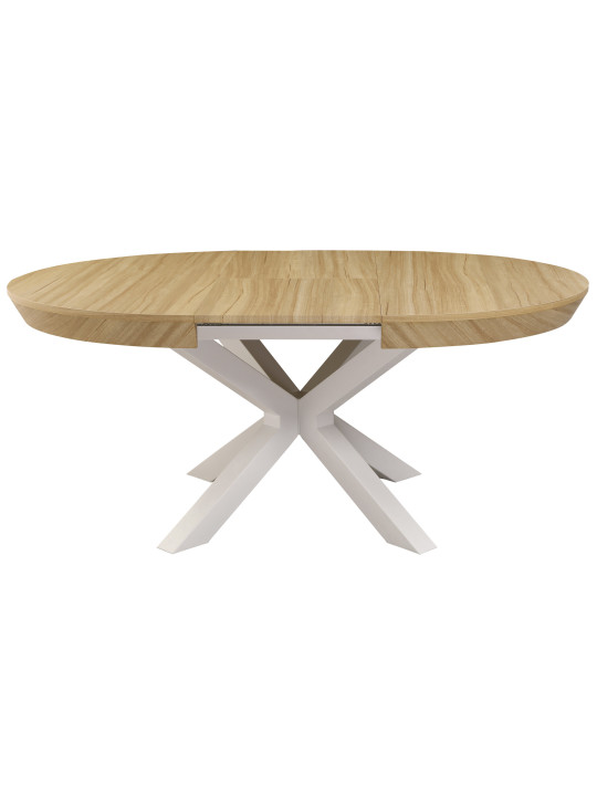 MESA COMEDOR REDONDA EXTENSIBLE BRADLEY 130 - 180 x 130 CM ROBLE/ NEGRO ROBLE/ BLANCO
