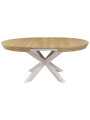 MESA COMEDOR REDONDA EXTENSIBLE BRADLEY 130 - 180 x 130 CM ROBLE/ NEGRO ROBLE/ BLANCO