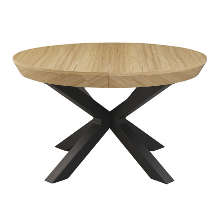 MESA COMEDOR REDONDA EXTENSIBLE BRADLEY 130 - 180 x 130 CM ROBLE/ NEGRO ROBLE/ BLANCO