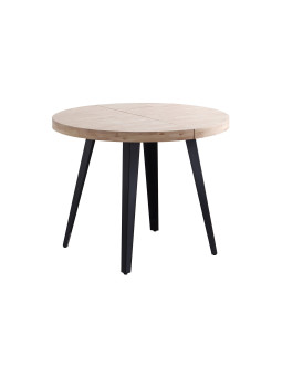 MESA COMEDOR REDONDA EXTENSIBLE BERG-E 100 - 140 - 180 CM ROBLE  / NEGRO, ROBLE/ BLANCO , HONEY / NEGRO.