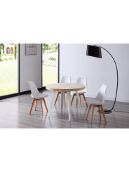 MESA COMEDOR REDONDA EXTENSIBLE BERG-E 100 - 140 - 180 CM ROBLE  / NEGRO, ROBLE/ BLANCO , HONEY / NEGRO.