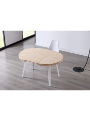 MESA COMEDOR REDONDA EXTENSIBLE BERG-E 100 - 140 - 180 CM ROBLE  / NEGRO, ROBLE/ BLANCO , HONEY / NEGRO.