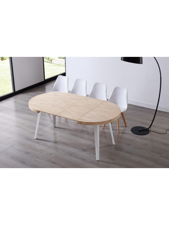 MESA COMEDOR REDONDA EXTENSIBLE BERG-E 100 - 140 - 180 CM ROBLE  / NEGRO, ROBLE/ BLANCO , HONEY / NEGRO.