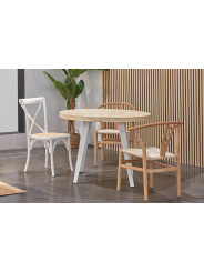 MESA COMEDOR REDONDA EXTENSIBLE BERG-E 100 - 140 - 180 CM ROBLE  / NEGRO, ROBLE/ BLANCO , HONEY / NEGRO.