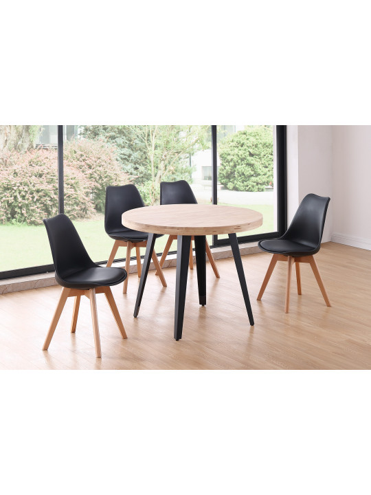 MESA COMEDOR REDONDA FIJA BERG 100 CM ROBLE  / NEGRO ,ROBLE  / BLANCO, HONEY / NEGRO.