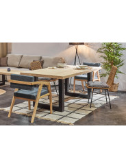 MESA COMEDOR FIJA LOFT 180 x 100 CM ROBLE  / NEGRO , ROBLE / BLANCO.