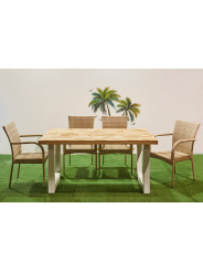MESA EXTERIOR / TERRAZA LOFT OUTDOOR 160 x 90 CM ROBLE / BLANCO.