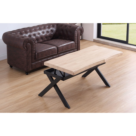 MESA CENTRO ELEVABLE XENA 120 X 66 CM TAPA CON FORMA ROBLE  / NEGRO,  ROBLE  / BLANCO,   HONEY / NEGRO.