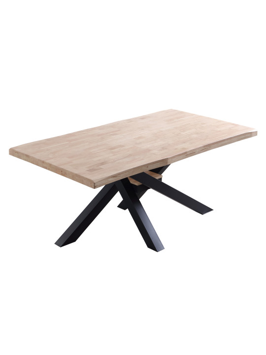 MESA COMEDOR FIJA XENA 180 x 100 CM ROBLE  / NEGRO,  ROBLE / BLANCO , NORDISH / NEGRO  TAPA CON FORMA.