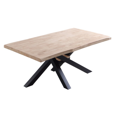MESA COMEDOR FIJA XENA 180 x 100 CM ROBLE  / NEGRO,  ROBLE / BLANCO , NORDISH / NEGRO  TAPA CON FORMA.
